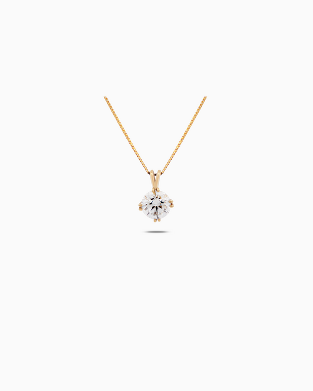 18K Yellow Gold Round Lab-Grown Diamond Pendant – 0.50ct.