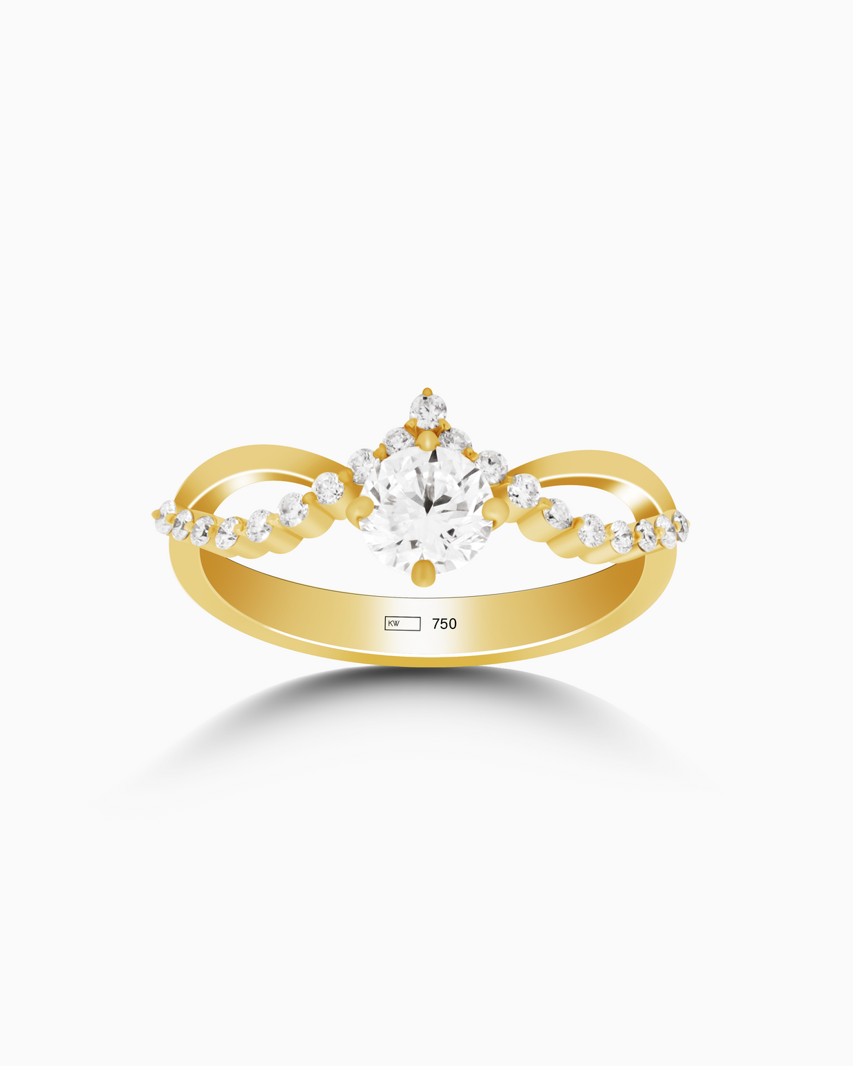 18K Yellow Gold Round Lab-Grown Diamond Bypass Ring – 0.60ct.