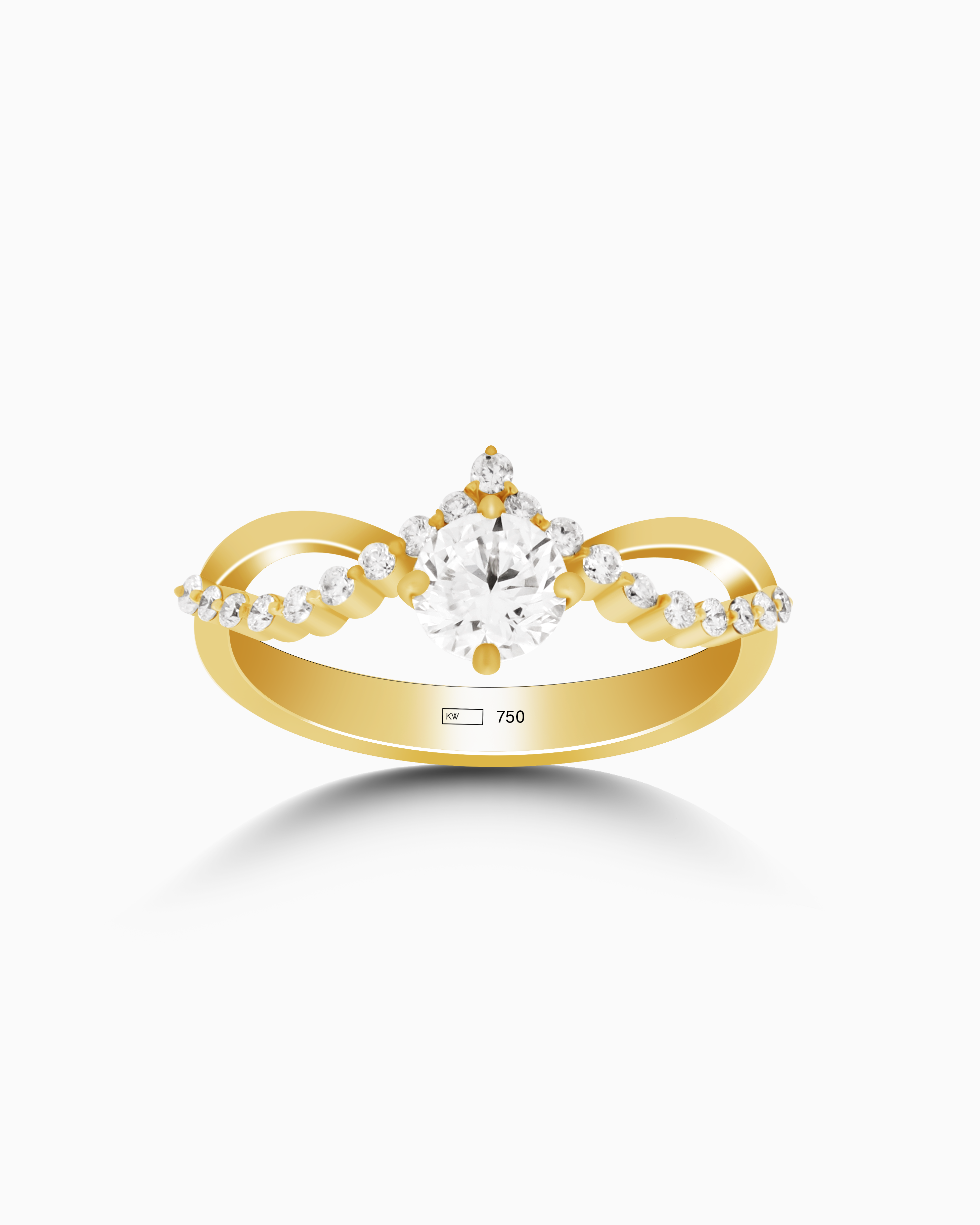 18K Yellow Gold Round Lab-Grown Diamond Bypass Ring – 0.60ct.