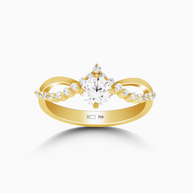 18K Yellow Gold Round Lab-Grown Diamond Bypass Ring – 0.60ct.