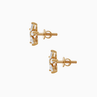 18K Yellow Gold Floral Marquise Lab-Grown Diamond Stud Earrings – 0.90ct.