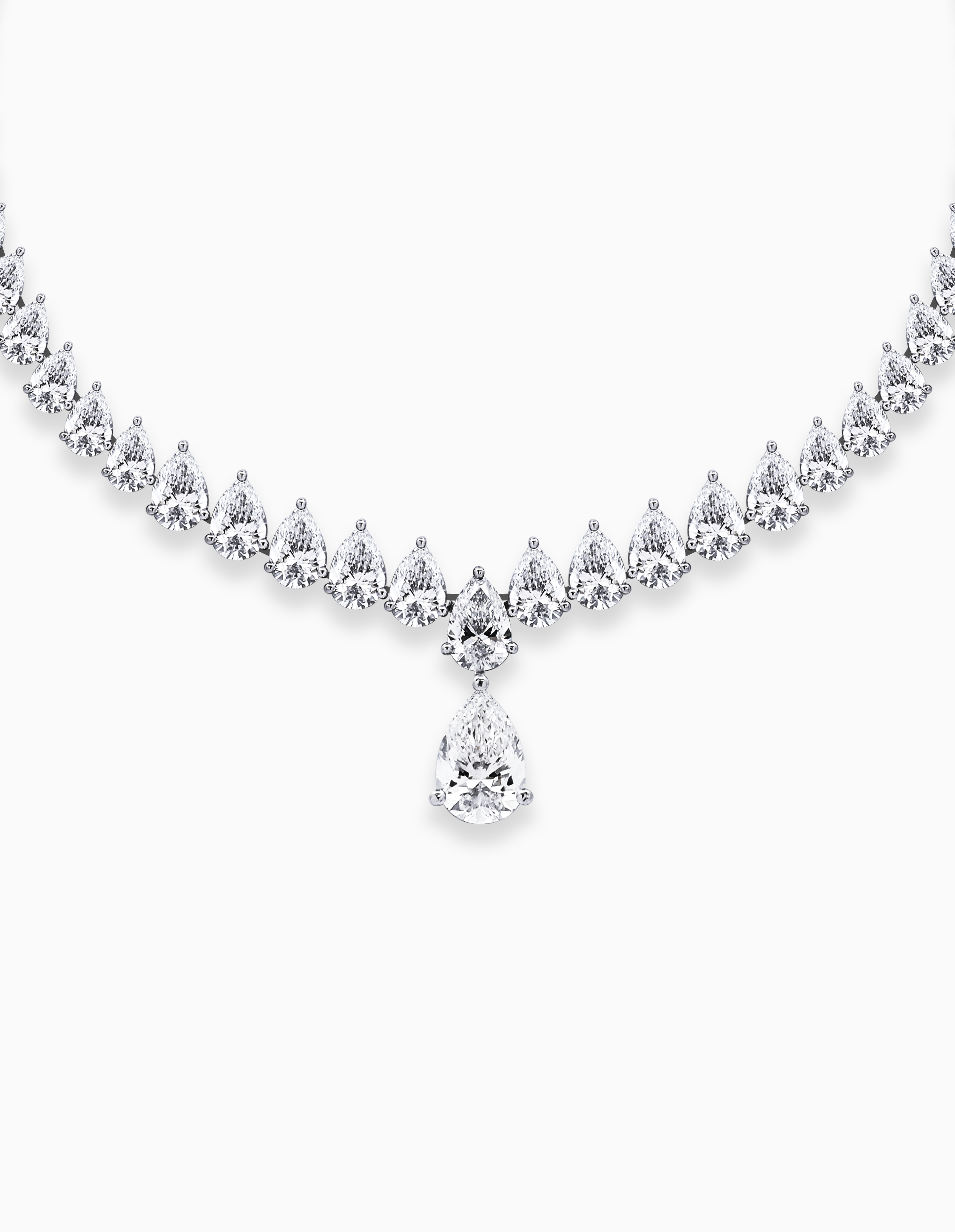 18K White Gold Pear Drop Lab-Grown Diamond Necklace – 25.80ct.