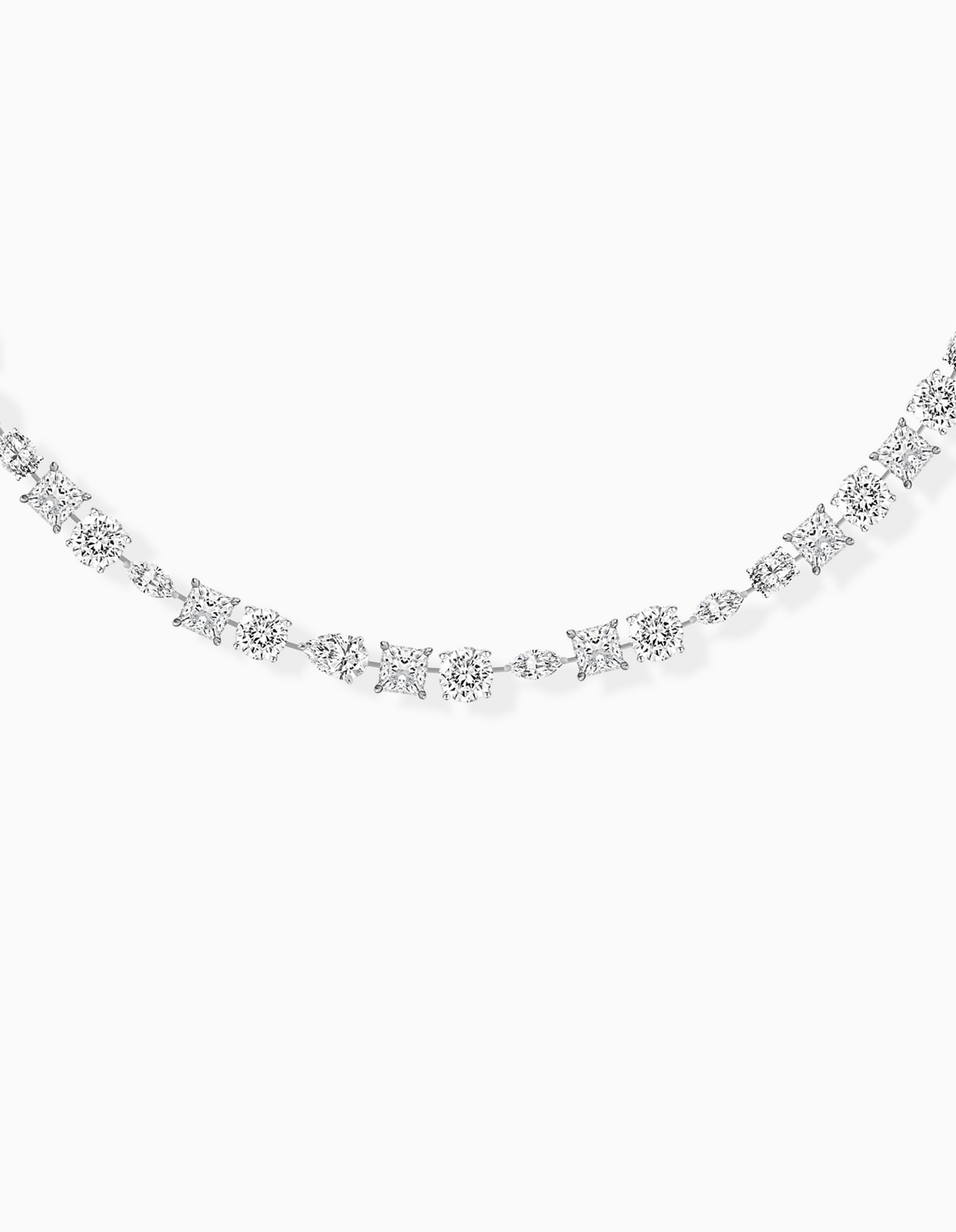 18K White Gold Multi-Shape Lab-Grown Diamond Necklace – 16.90ct.