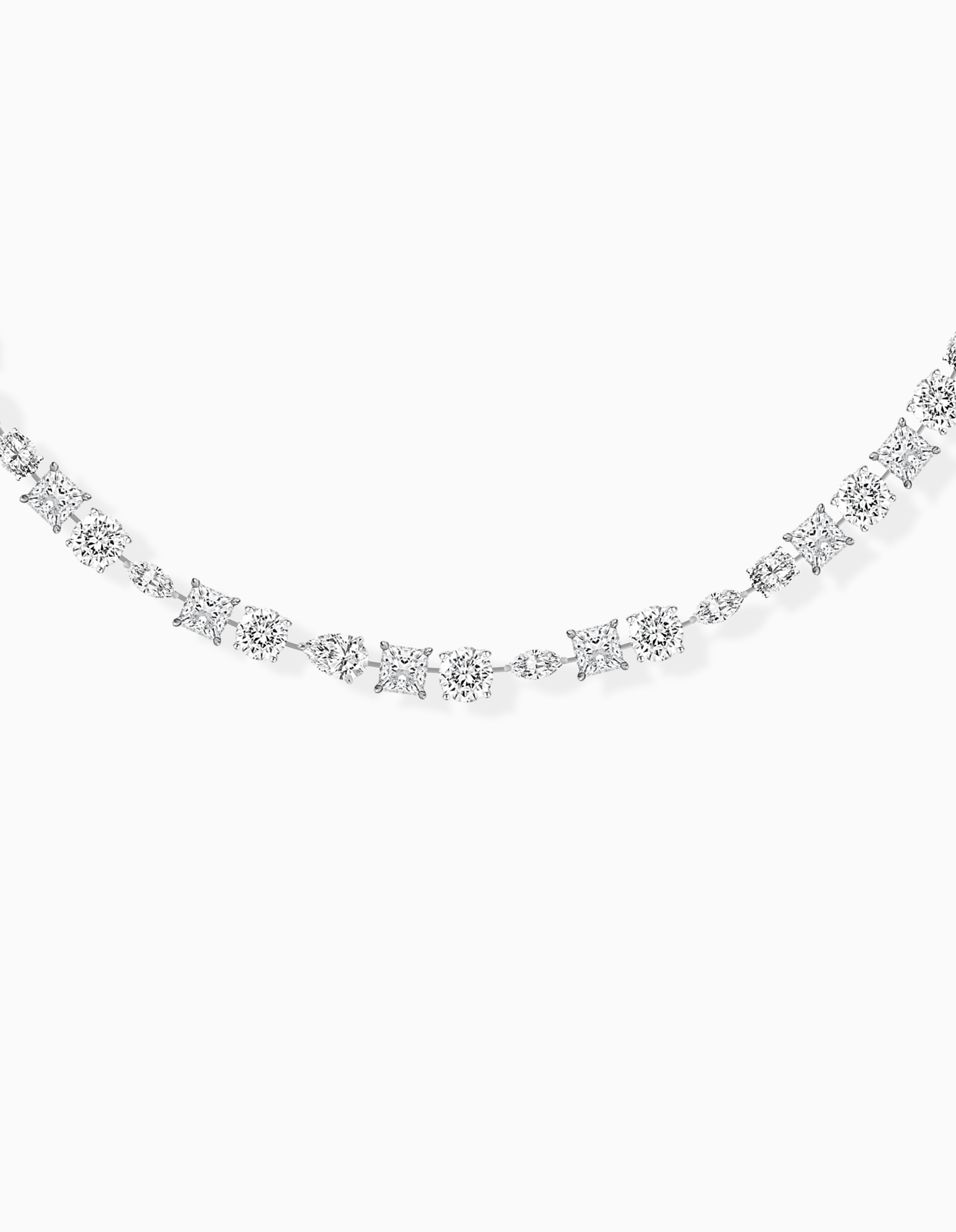 18K White Gold Multi-Shape Lab-Grown Diamond Necklace – 16.90ct.