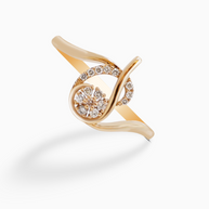 18K Gold Round Brilliant Diamond Delicate Solitaire Ring