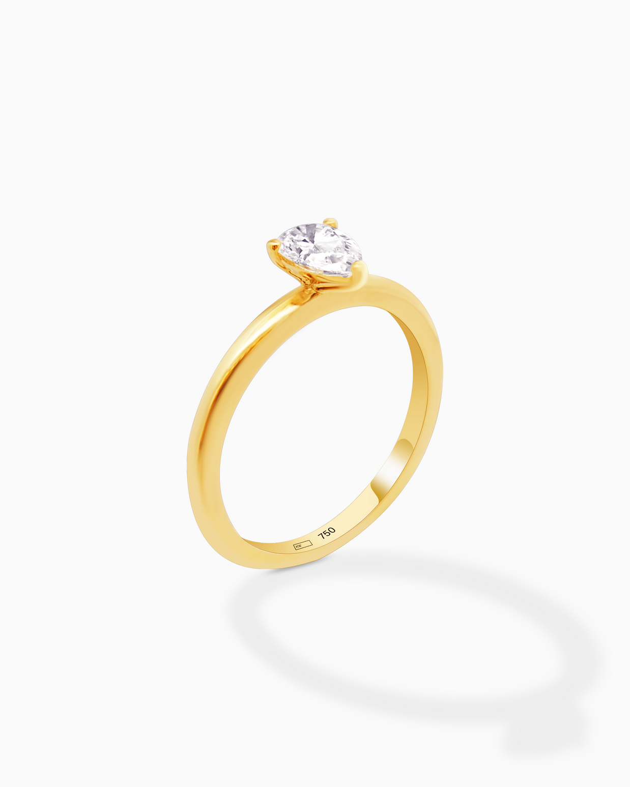 18K Yellow Gold Pear Lab-Grown Diamond Ring – 0.50ct.