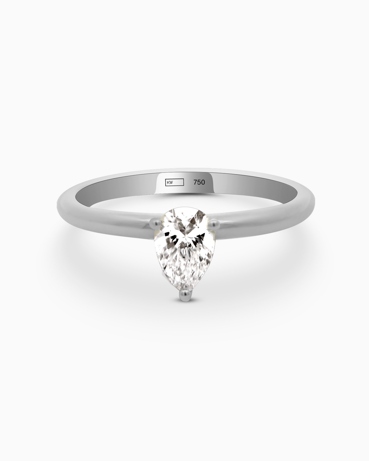 18K White Gold Pear Lab-Grown Diamond Ring – 0.50ct.