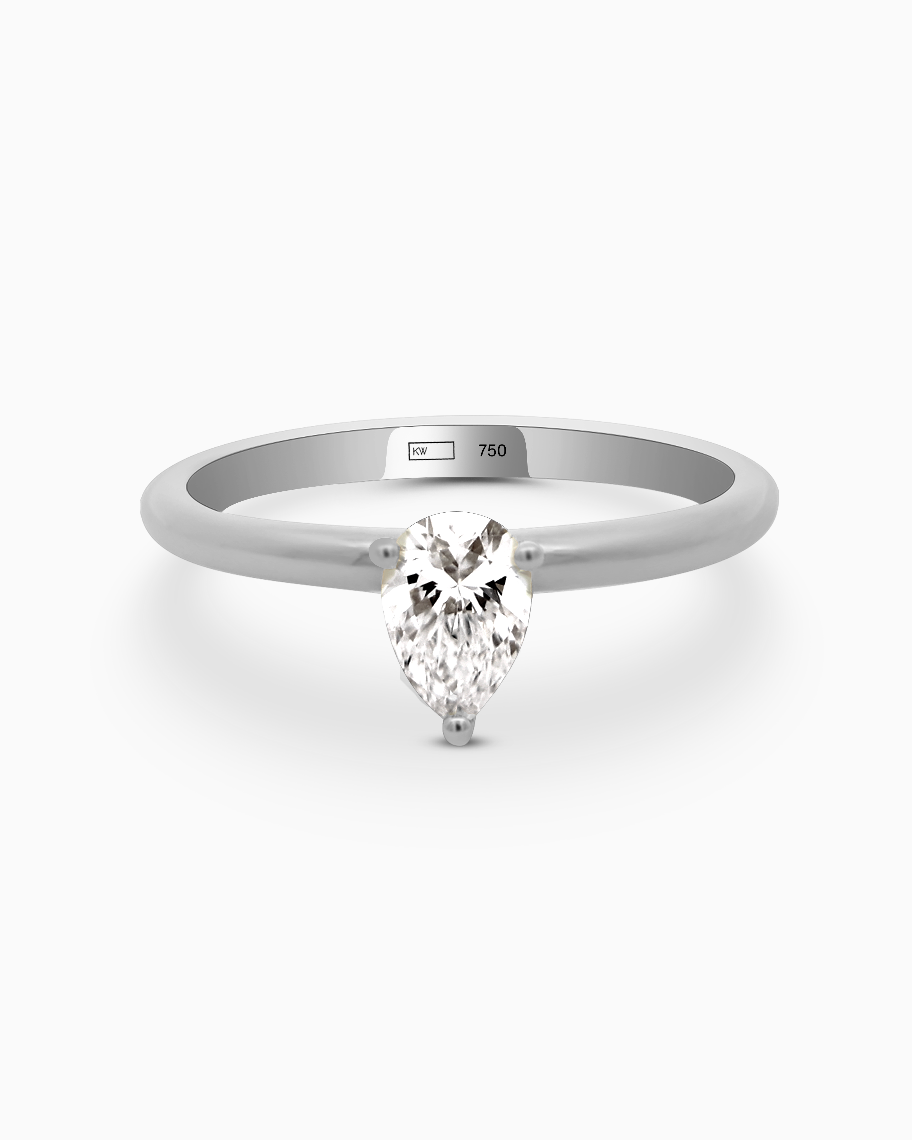 18K White Gold Pear Lab-Grown Diamond Ring – 0.50ct.