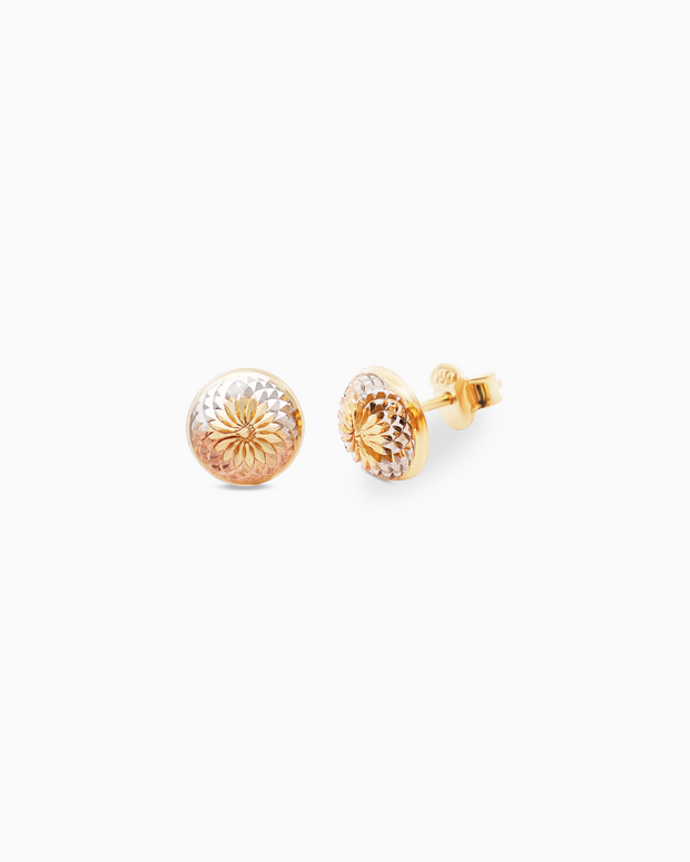 18K Tri-Color Gold Earrings