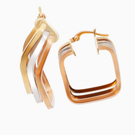 18K Tri-Color Gold Earrings