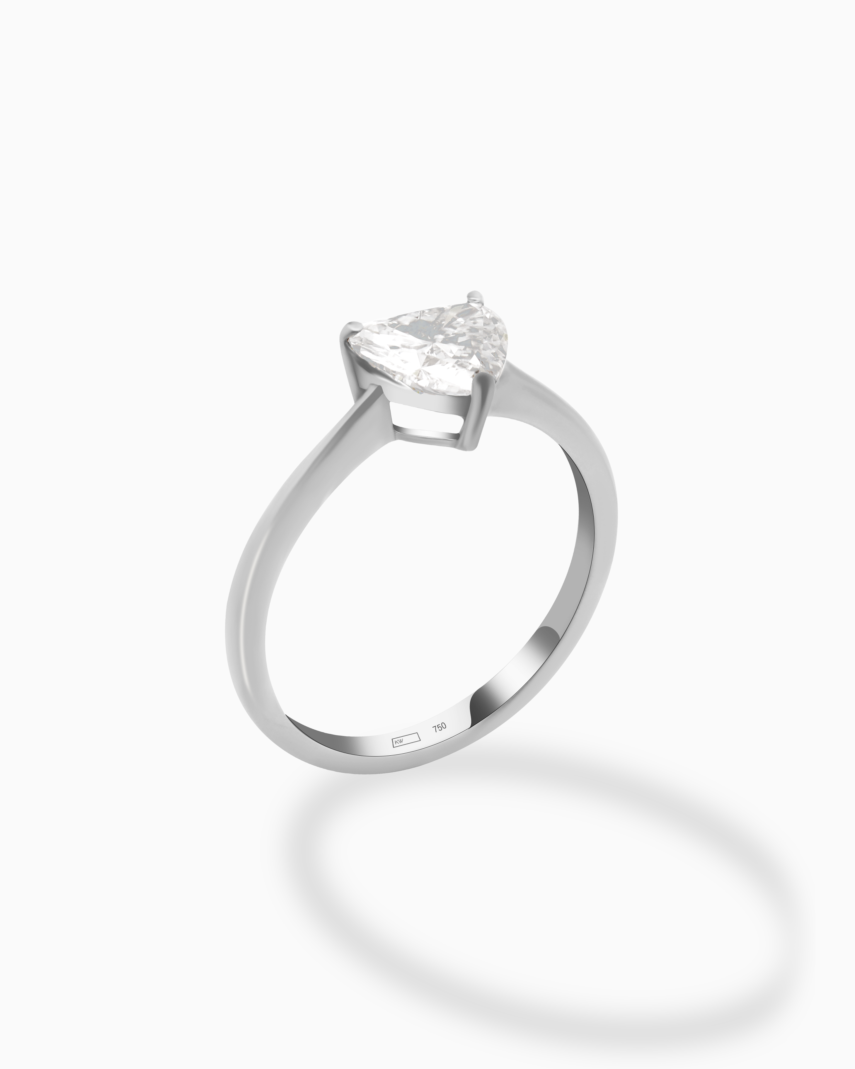 18K White Gold Heart Lab-Grown Diamond Ring – 1.00ct.