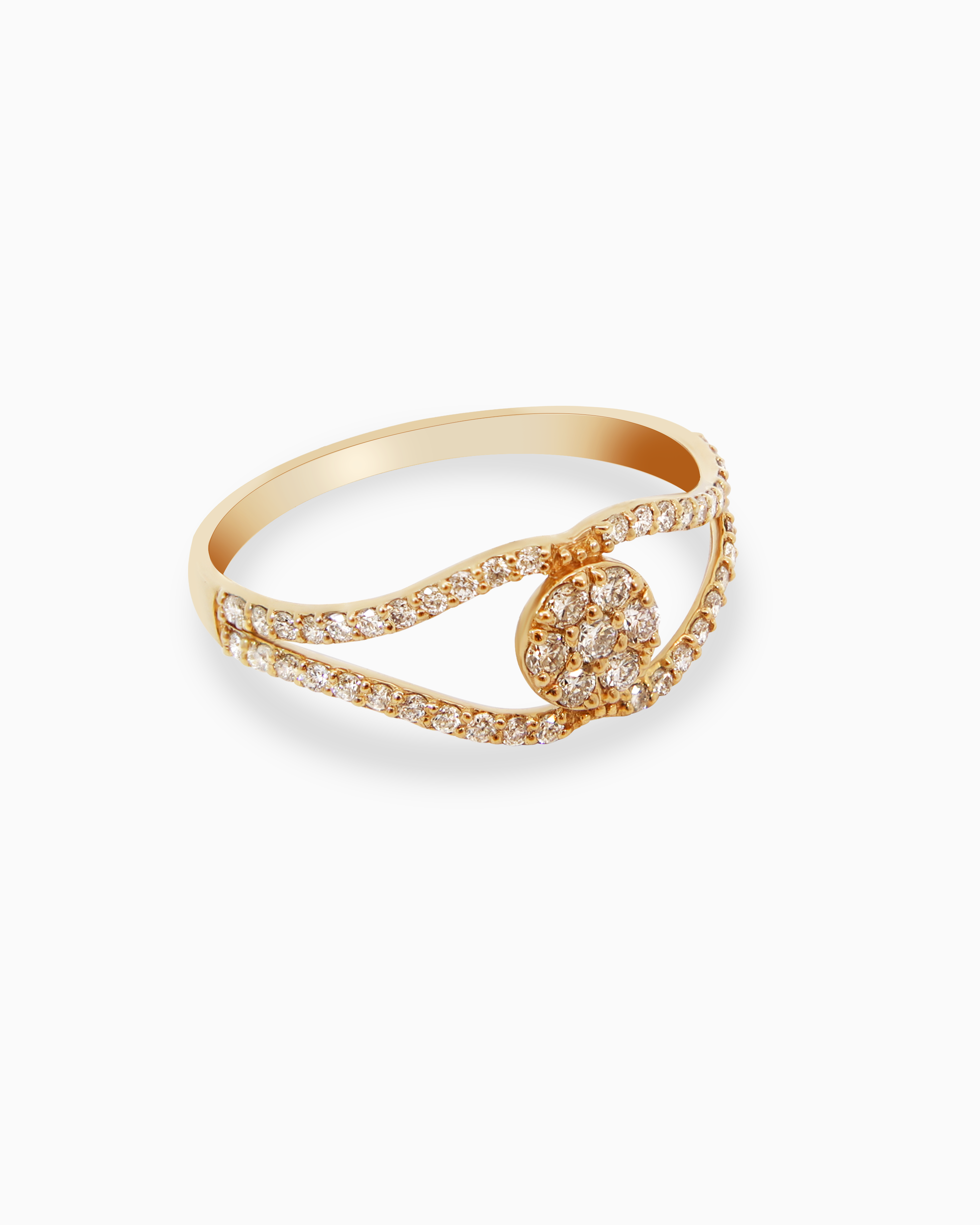 18K Gold Round Brilliant Diamond Refined Solitaire Ring