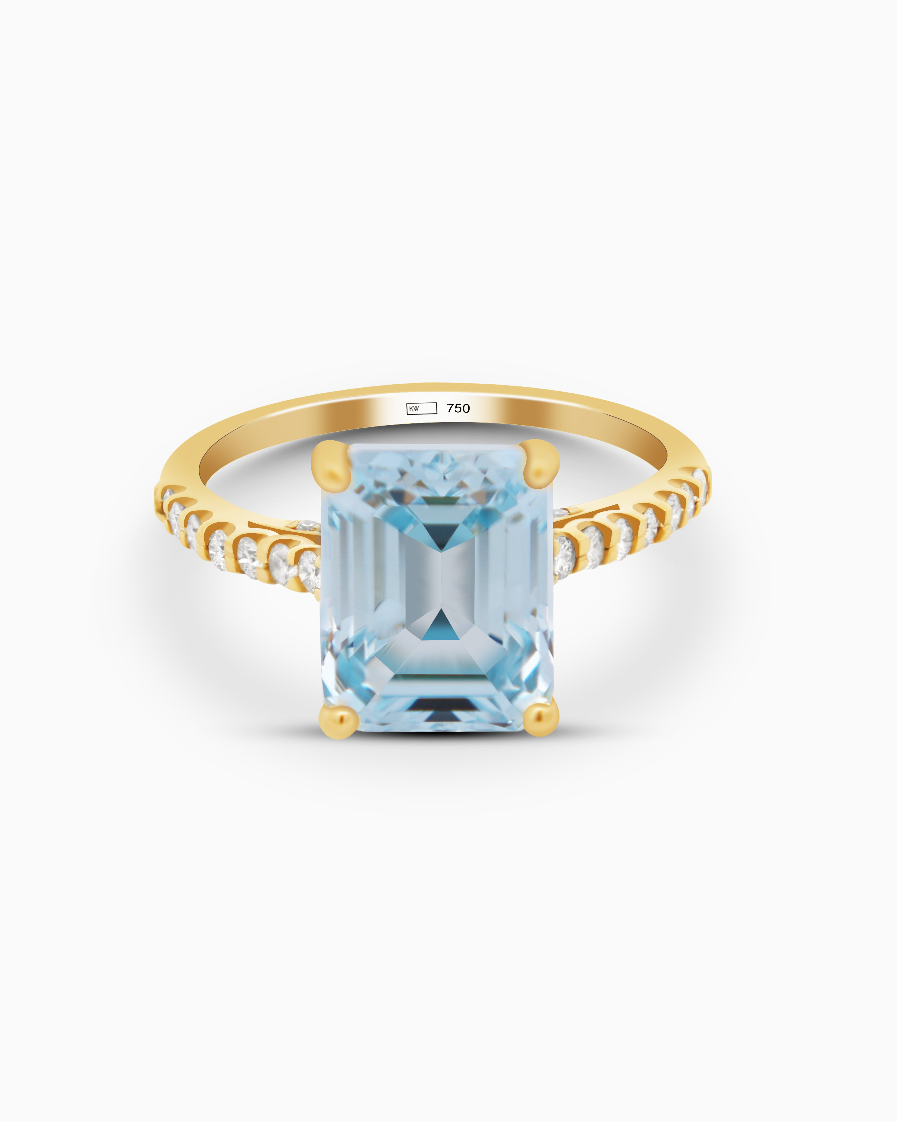 5.10 CT Emerald Cut Lab Grown Sapphire Ring – 18K Yellow Gold