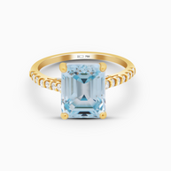 5.10 CT Emerald Cut Lab Grown Sapphire Ring – 18K Yellow Gold