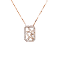 18K Rose Gold Round & Baguette Diamond Pendant Necklace – 0.20ct.