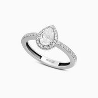 18K White Gold Pear Halo Lab-Grown Diamond Ring – 0.70ct.