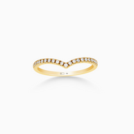 18K Gold Round Brilliant Diamond Delicate Pavé Chevron Band