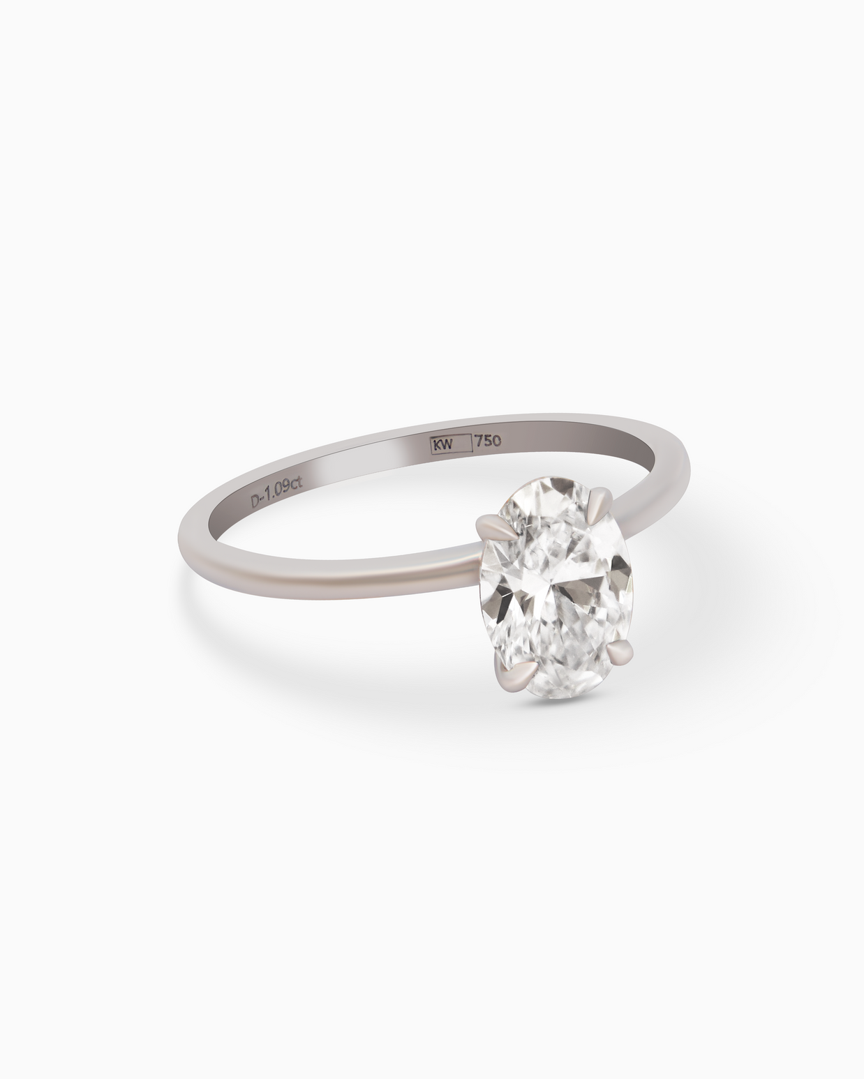 18K White Gold Oval Lab-Grown Diamond Ring – 1.00ct.