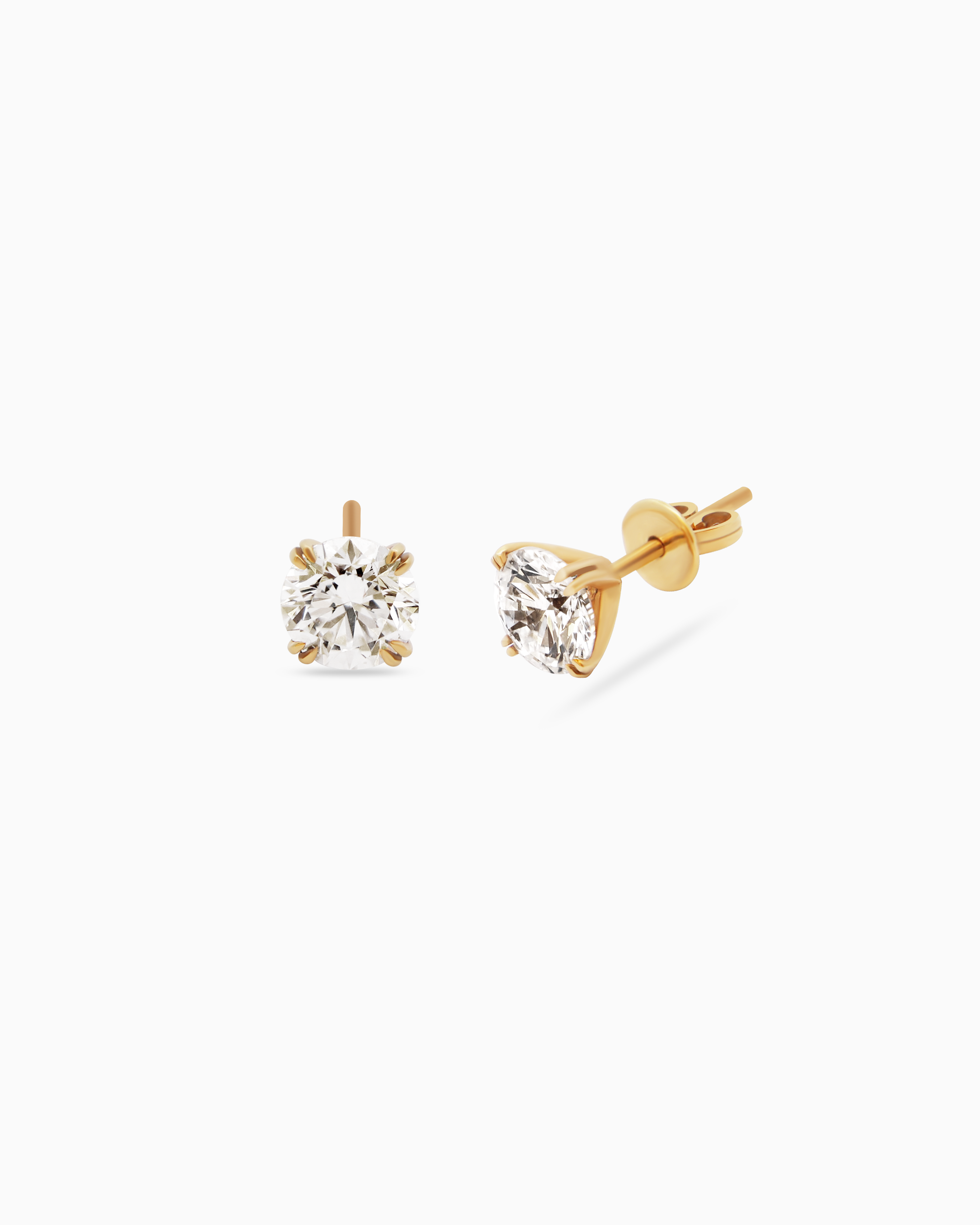 18K Yellow Gold Round Lab-Grown Diamond Stud Earrings – 2.10ct.