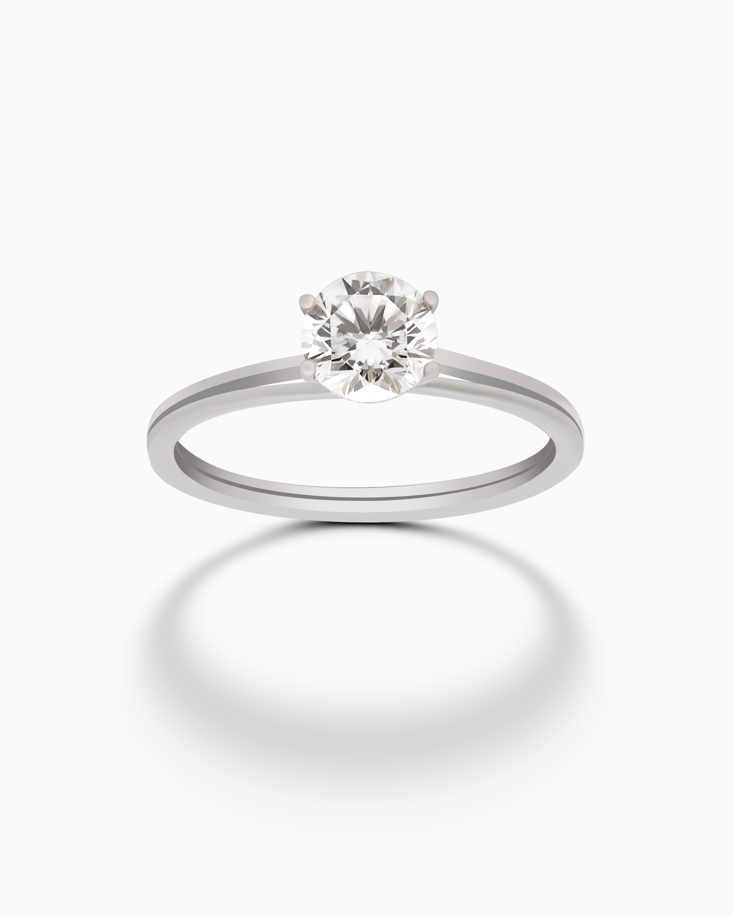 18K White Gold Round Lab-Grown Diamond Solitaire Ring – 0.70ct.