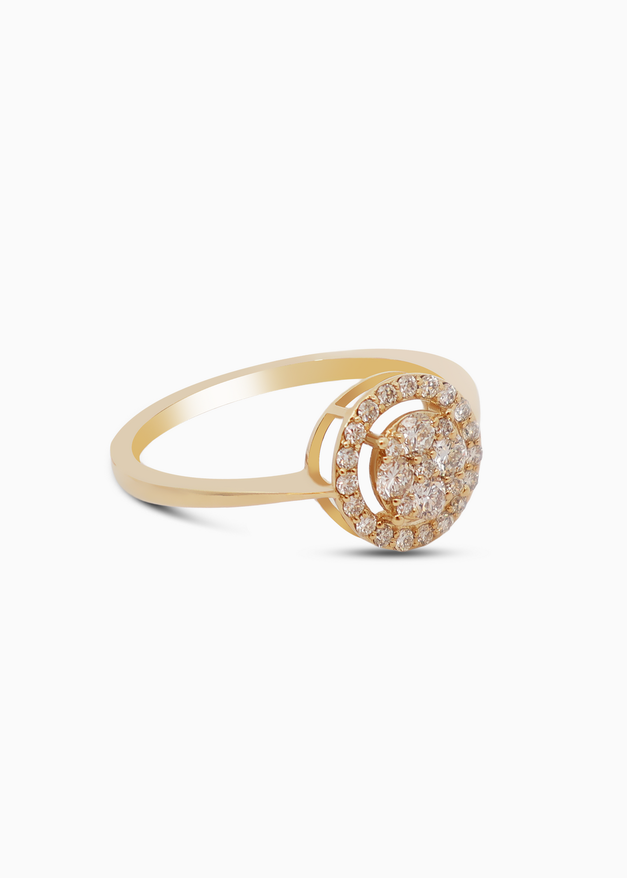 18K Gold Round Brilliant Diamond Bold Solitaire Ring
