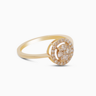 18K Gold Round Brilliant Diamond Bold Solitaire Ring