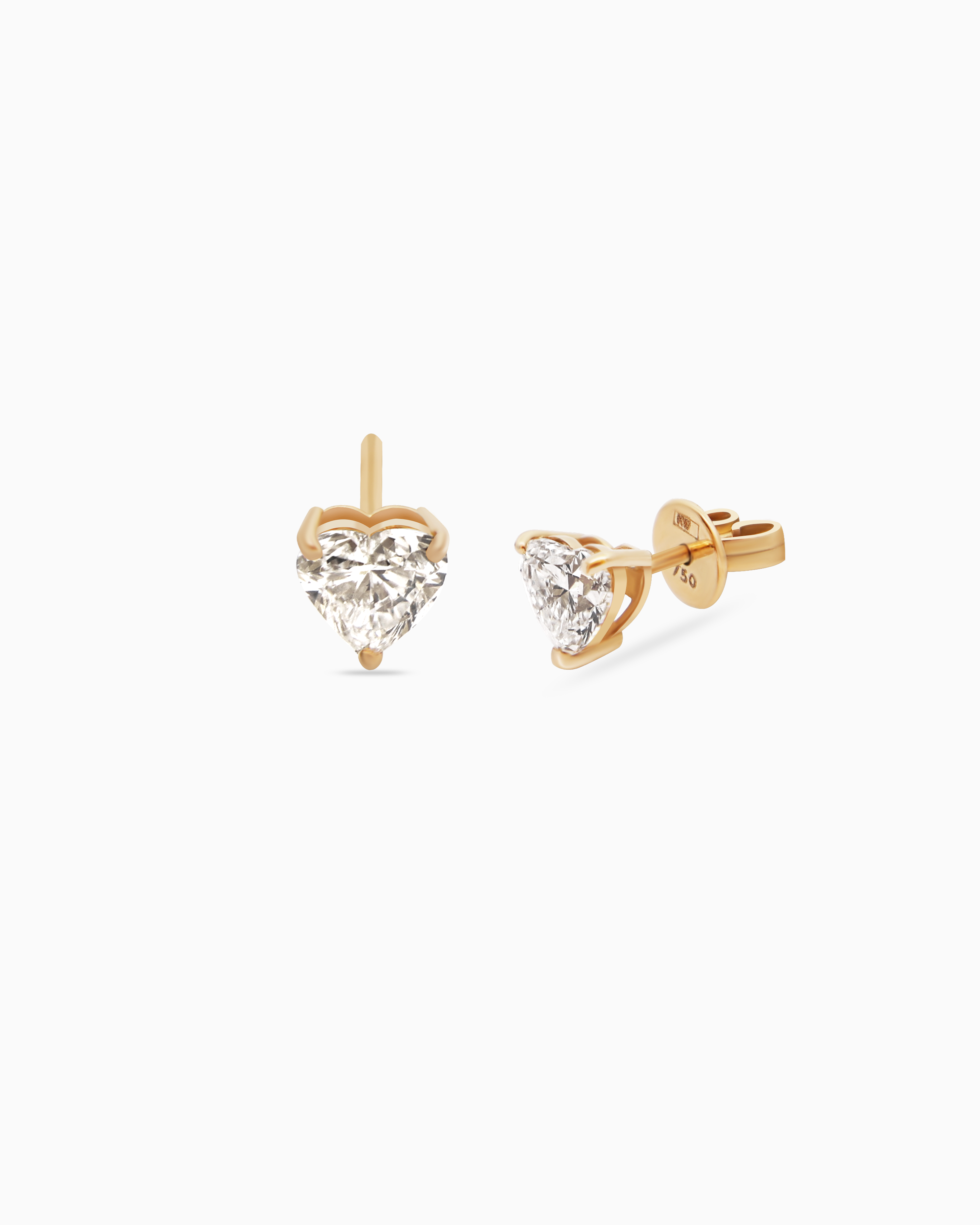 18K Yellow Gold Heart Lab-Grown Diamond Stud Earrings – 1.00ct.