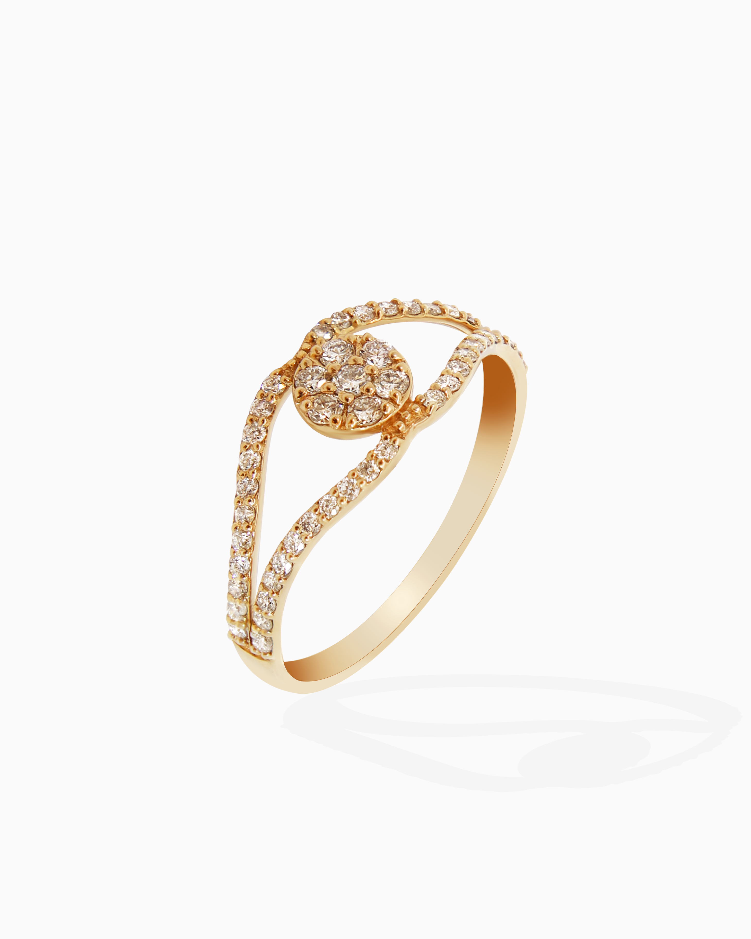 18K Gold Round Brilliant Diamond Refined Solitaire Ring