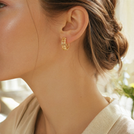 Yellow Gold Openwork Hoop Earrings