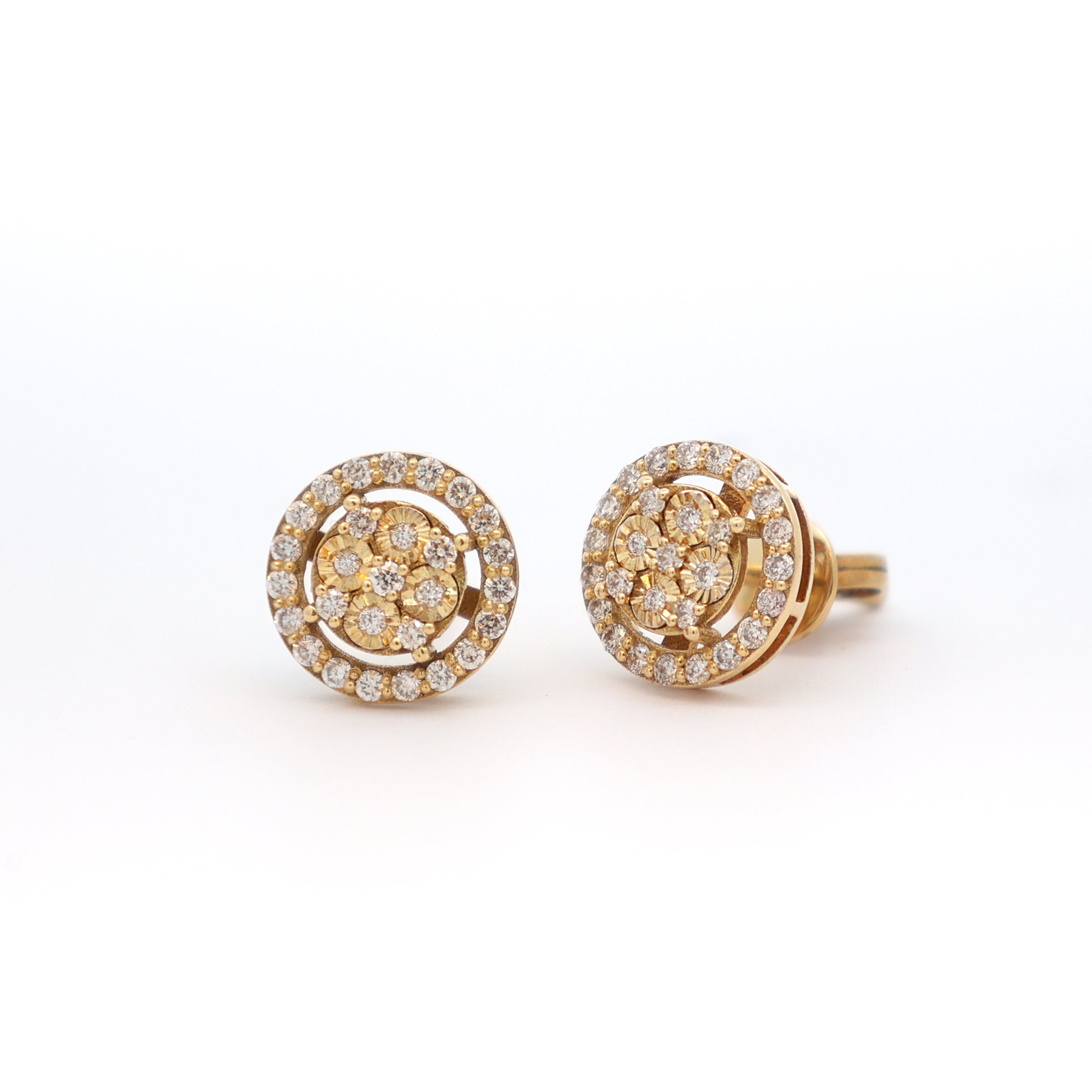 18K Yellow Gold Round Diamond Stud Earrings – 0.40ct.