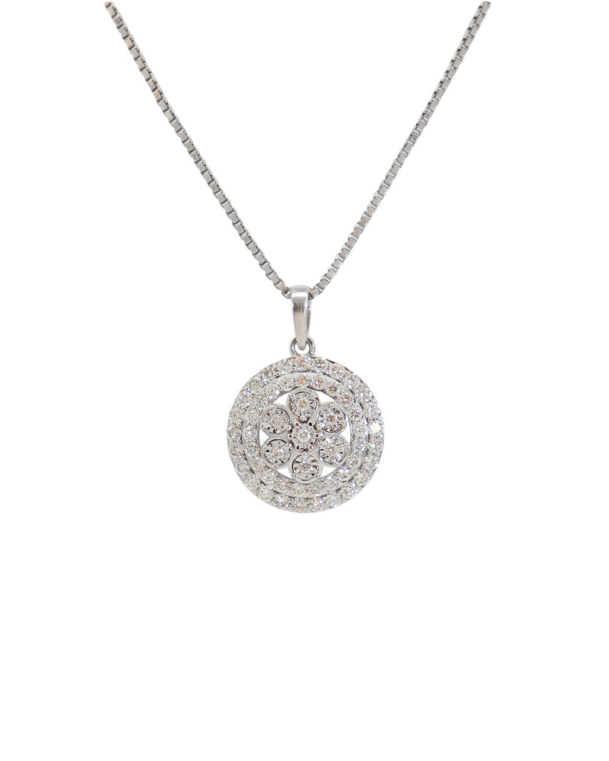18K White Gold Round Diamond Pendant Necklace – 0.40ct.