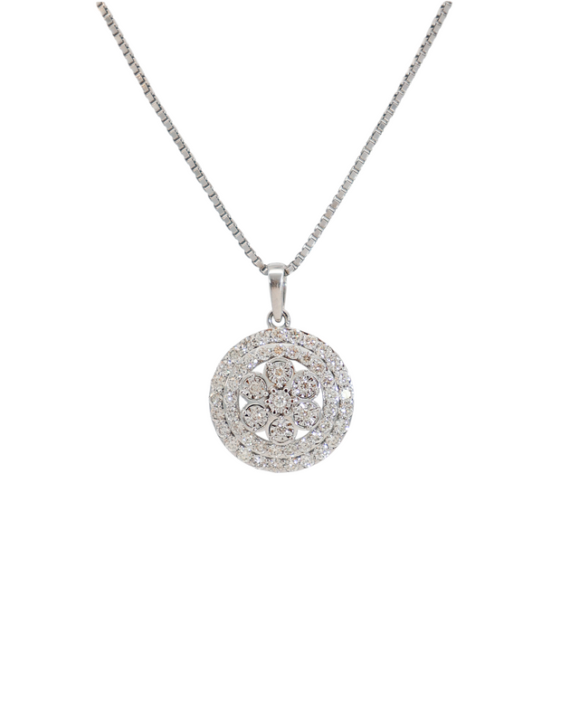 18K White Gold Round Diamond Pendant Necklace – 0.40ct.