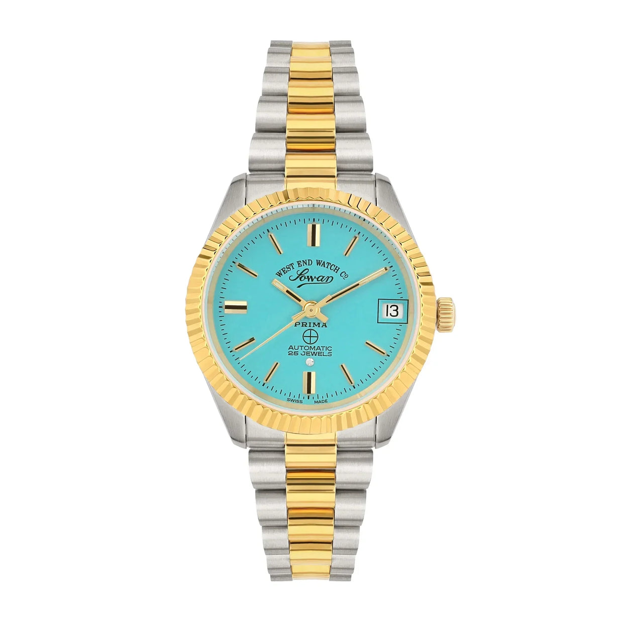 West End The Classics Automatic 6858.20.3337Y Turquoise Dial & Two-Tone Stainless Steel Women's Watch