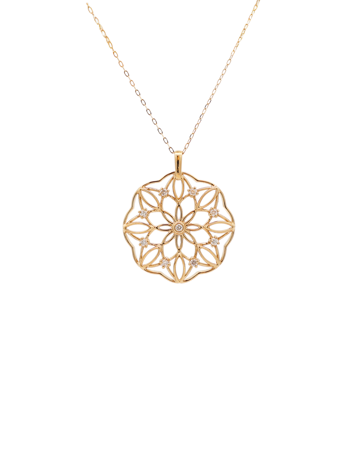 18K Yellow Gold Round Diamond Pendant Necklace – 0.10ct.