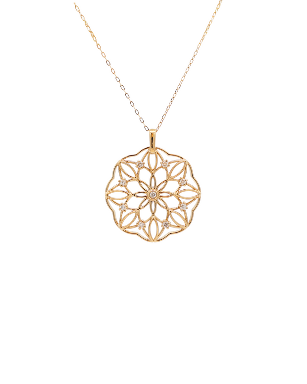 18K Yellow Gold Round Diamond Pendant Necklace – 0.10ct.