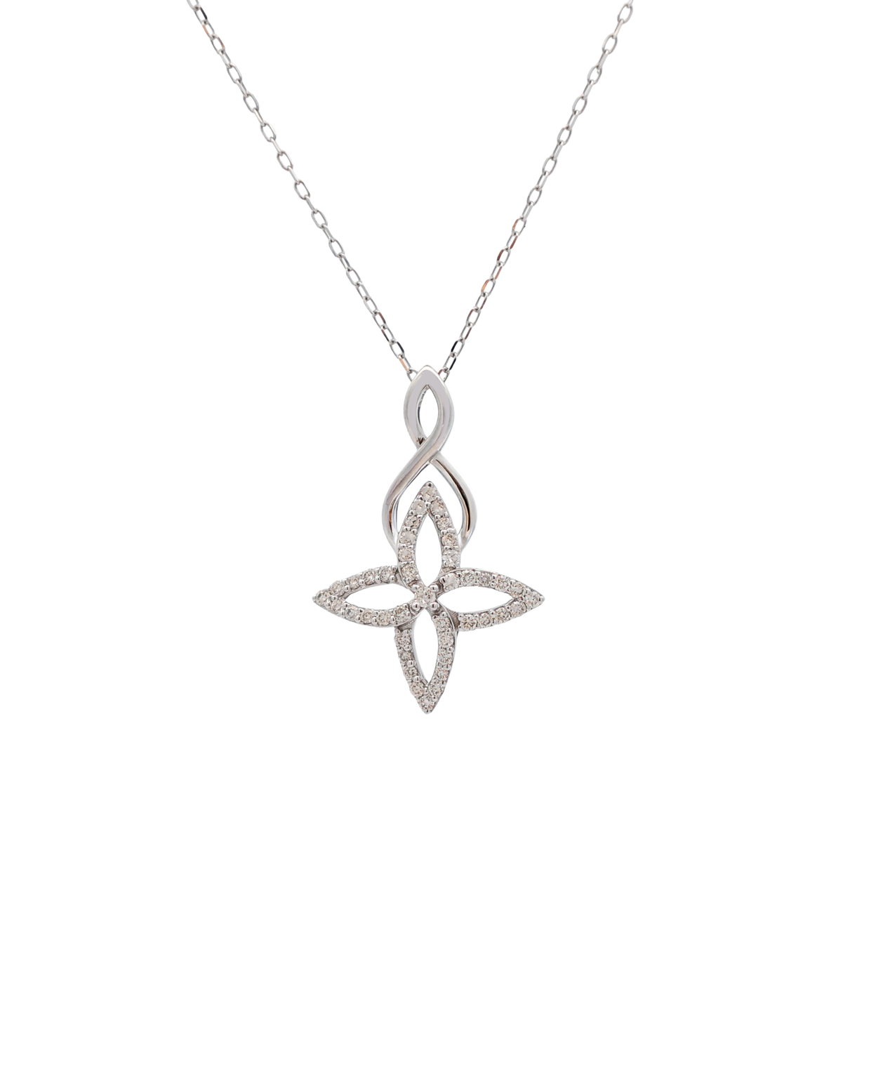18K White Gold Round Diamond Pendant Necklace – 0.10ct.