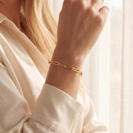 Modern Yellow Gold Paperclip Link Bracelet – Elongated Cable Chain