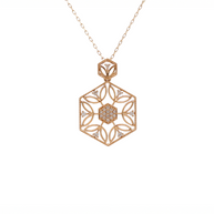 18K Yellow Gold Round Diamond Pendant Necklace