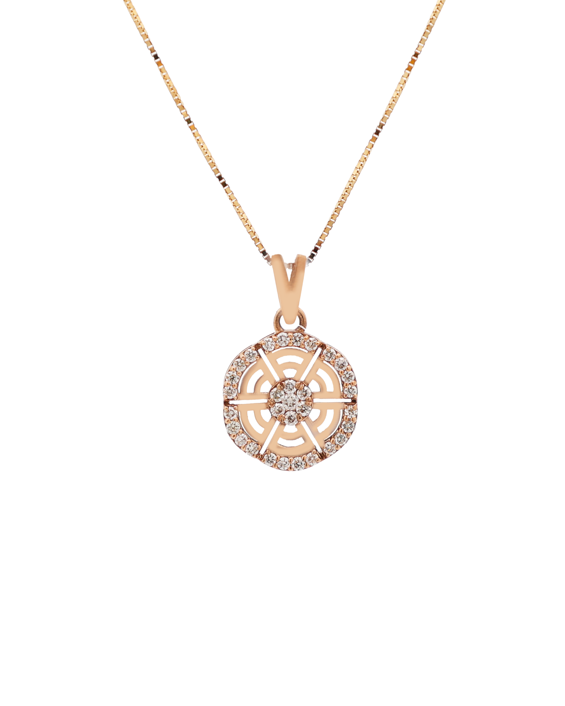 18K Rose Gold Round Diamond Pendant Necklace – 0.10ct.
