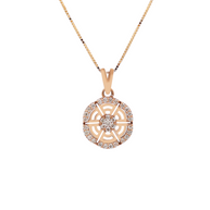 18K Rose Gold Round Diamond Pendant Necklace – 0.10ct.