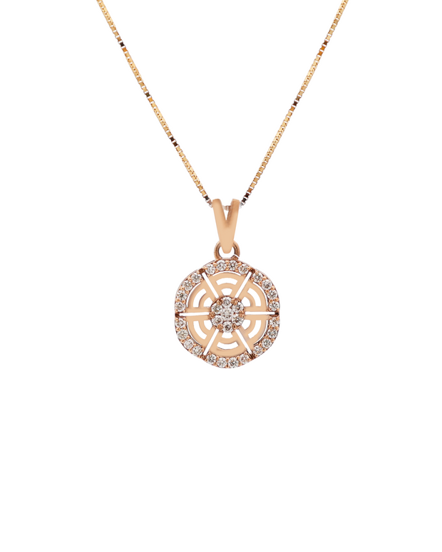 18K Rose Gold Round Diamond Pendant Necklace – 0.10ct.