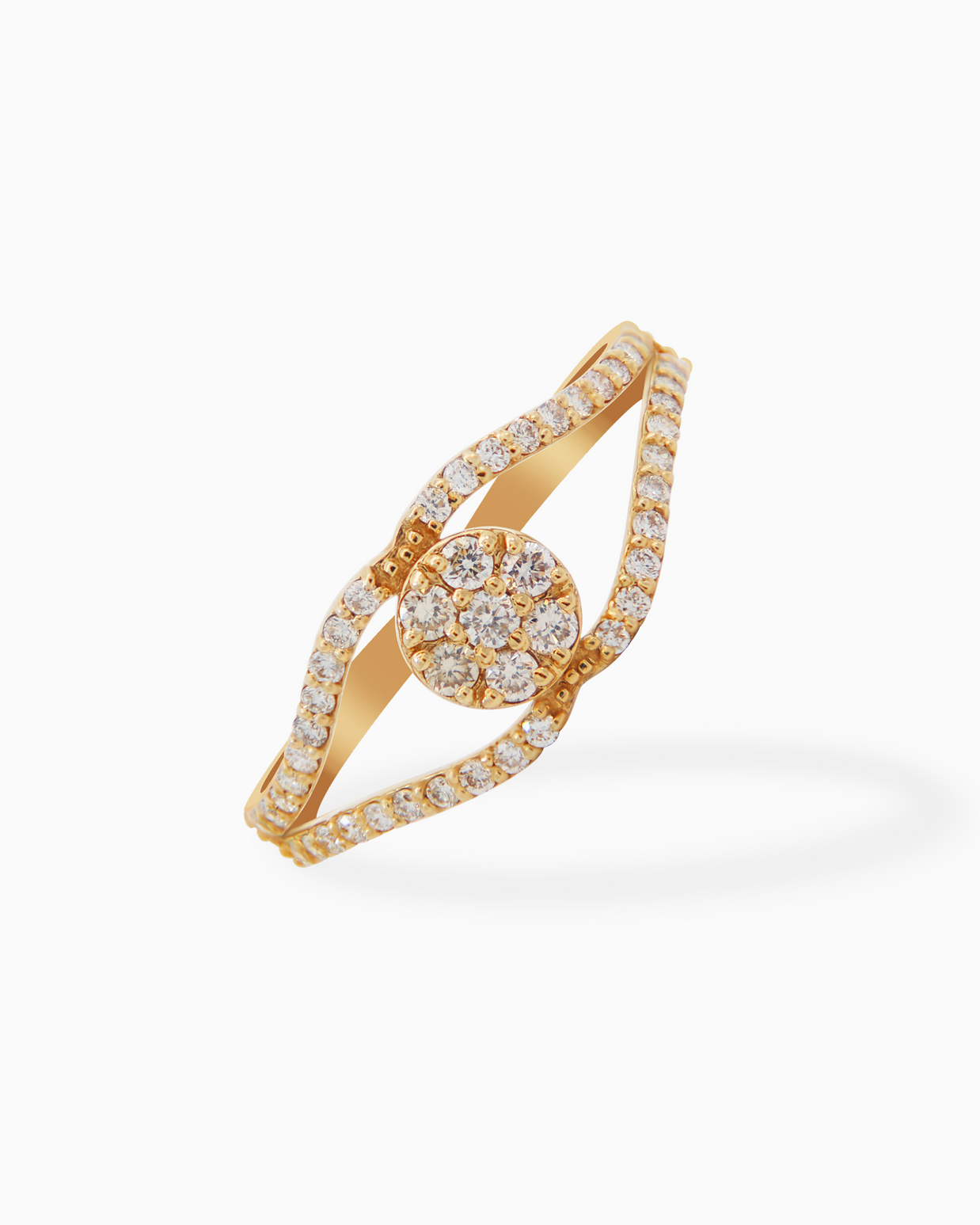 18K Gold Round Brilliant Diamond Refined Solitaire Ring