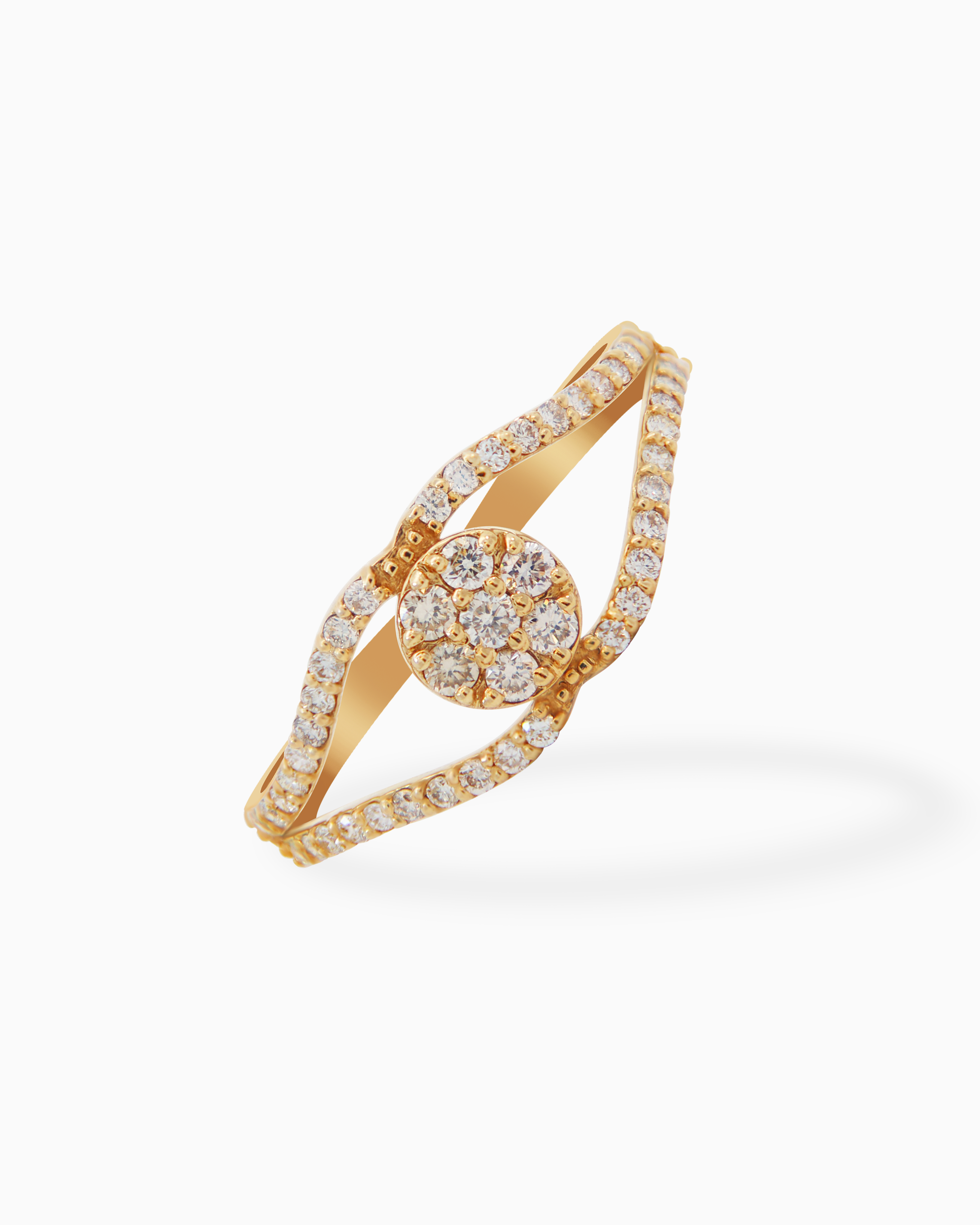 18K Gold Round Brilliant Diamond Refined Solitaire Ring