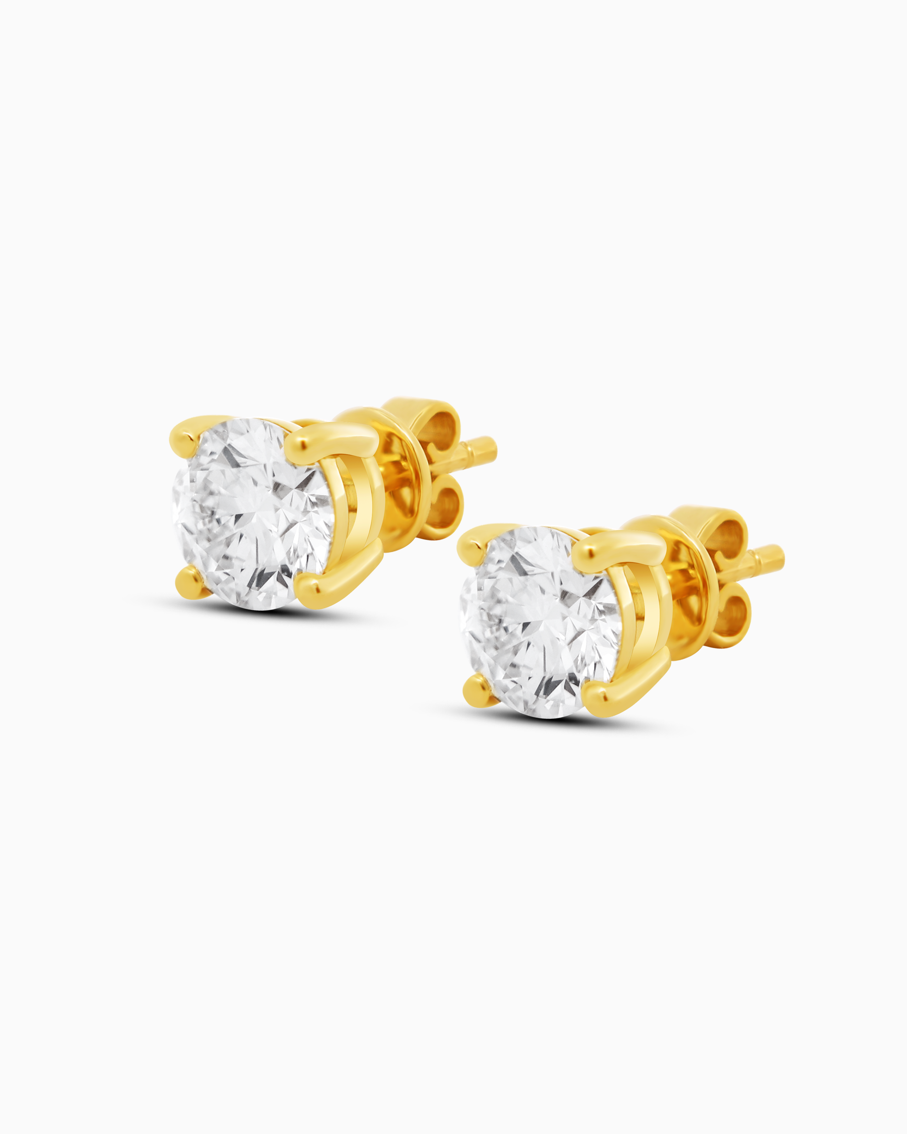 18K Yellow Gold Round Lab-Grown Diamond Stud Earrings – 2.00ct.