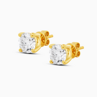 18K Yellow Gold Round Lab-Grown Diamond Stud Earrings – 2.00ct.