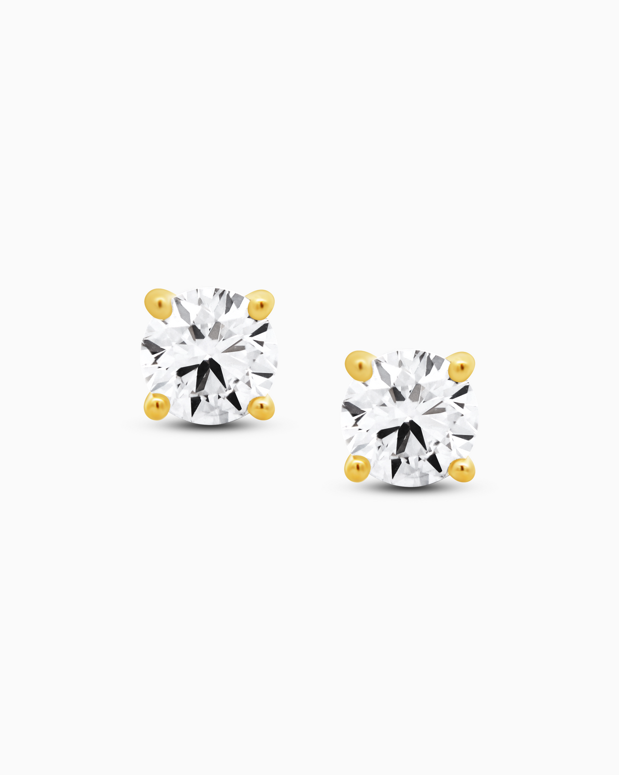 18K Yellow Gold Round Lab-Grown Diamond Stud Earrings – 2.00ct.
