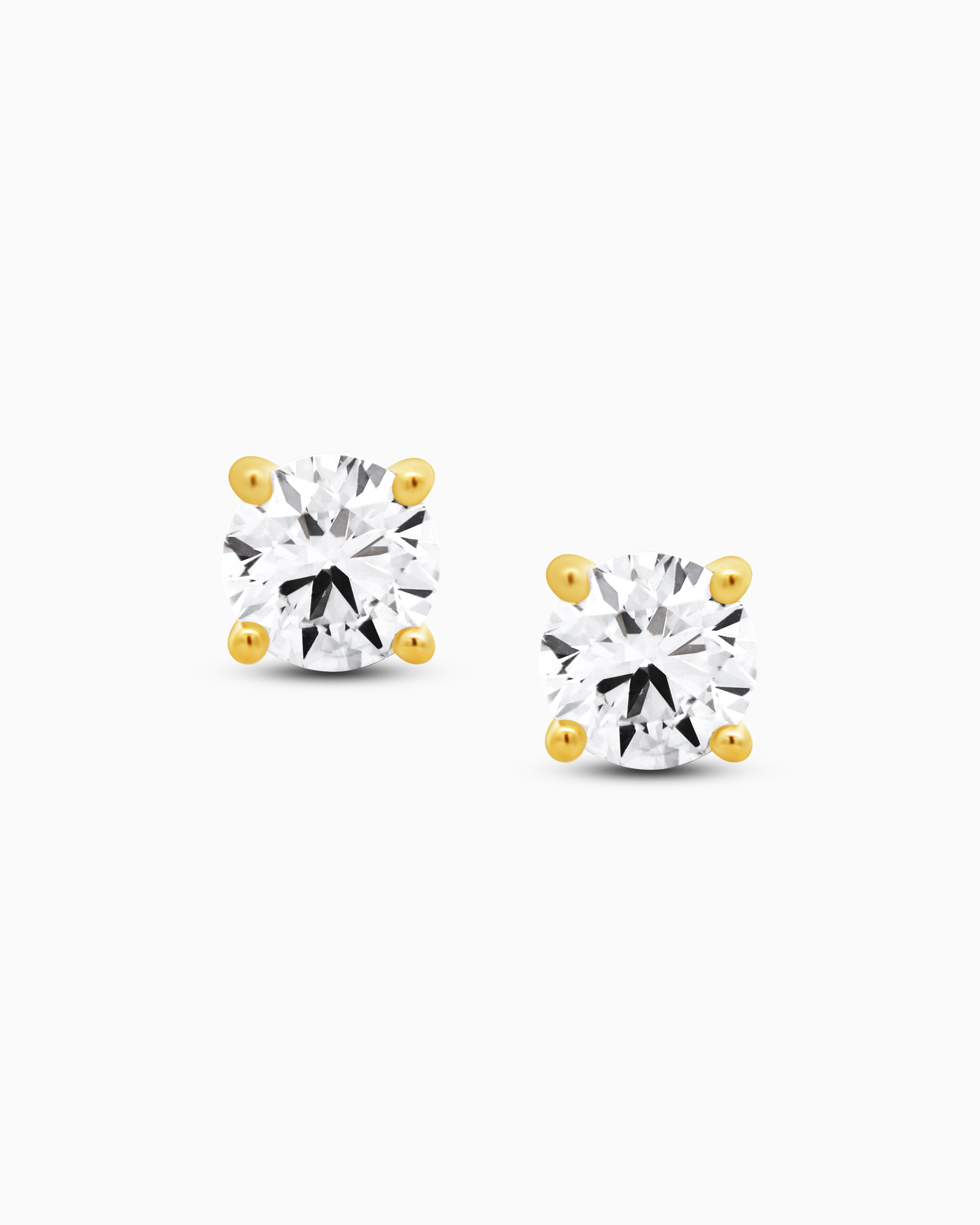18K Yellow Gold Round Lab-Grown Diamond Stud Earrings – 2.00ct.