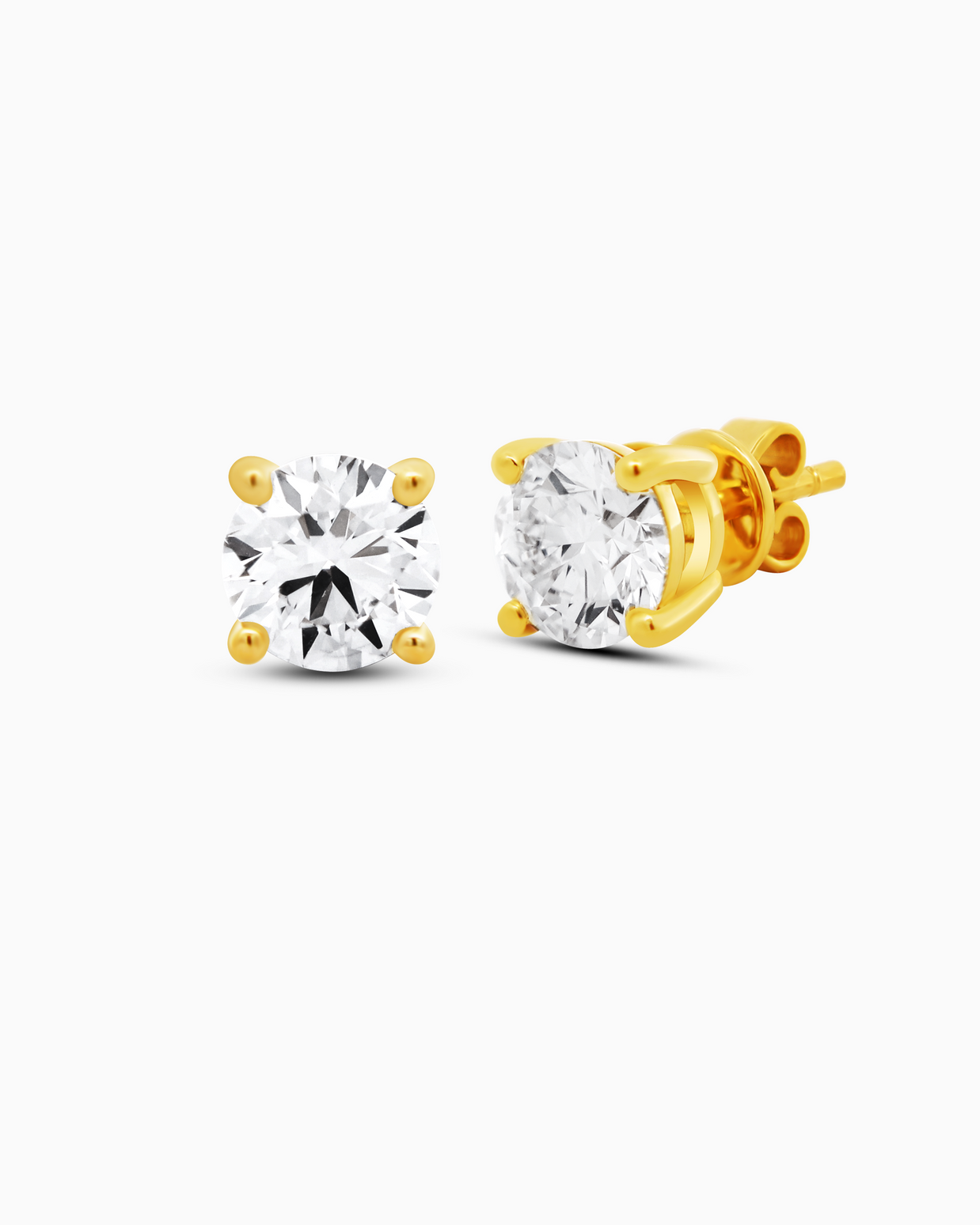 18K Yellow Gold Round Lab-Grown Diamond Stud Earrings – 2.00ct.