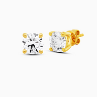 18K Yellow Gold Round Lab-Grown Diamond Stud Earrings – 2.00ct.