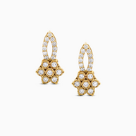 18K Yellow Gold Floral Diamond Drop Stud Earrings – 0.40ct.